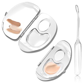 Simpeak 3 in 1 Makeup Mixing Palette, Acrylic Foundation Palette with Foundation Spatula, Lipstick Palette with Makeup Spatula, Makeup Tools Storage Disc for Blending Foundation Eyeshadows Cosmetic