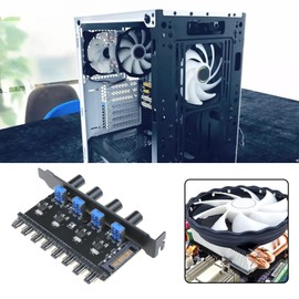 EMSea 4 Knob Cooling Fan Speed Controller PC 8 Channels Fan Hub Radiator for PC Computer Water Cooling System PC Fan Control Power Supply