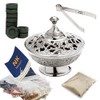 NKlaus 14pcs Set Incense burner in silver Coal tongs Incense