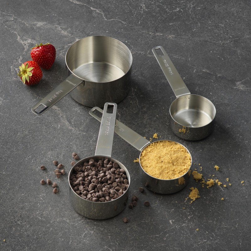 GoodCook Gourmet Measuring Cup Set, Stainless Steel 4-pc., 1/4, 1/3,