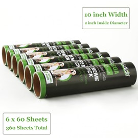 10 inch Mega All-Purpose Pet Hair Lint Roller Refills Compatible with Evercare Mega Roller 10'' Wide Ultra Sticky 60 Sheets Each Refill (Pack of 6, 360 Sheets Total)