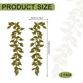 letsinstyle 4 Pcs Forest Leaves Vine Patches, Green Forest Leaf Applique Vine Motif Lace Iron on Patch, Polyester Applique for T-Shirt Skirt Jeans Dresses Clothing