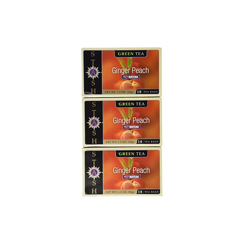 Stash Premium Ginger Peach Green Tea, Tea Bags, 18-Count Boxes