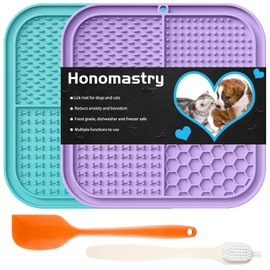 Lick Mat for Dogs, Premium Lick Pad with Suction Cups for Dog Anxiety Relief, Slow Feeder Dog Bowls, Bathing, Grooming and Training (Cyan, Purple, 2pack)
