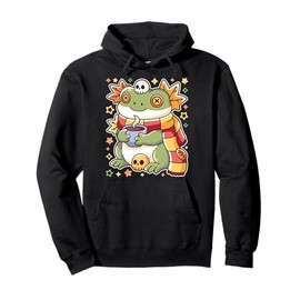 Frog Rana Drinking Hot Chocolate Spooky Creepy Frog Lover Pullover Hoodie