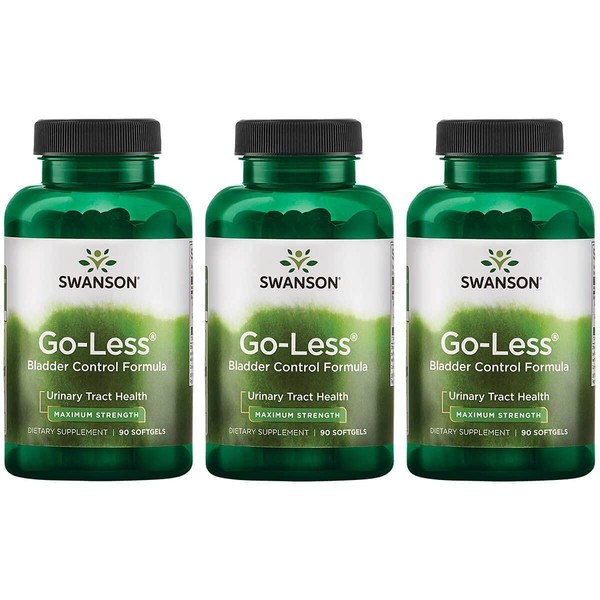 Swanson Go-Less Bladder Control Formula - Promotes Urinary Tract Health and Healthy Bladder Support - Natural Supplement for Adults with Pumpkin Seed Extract - (90 Softgels) 3 Pack