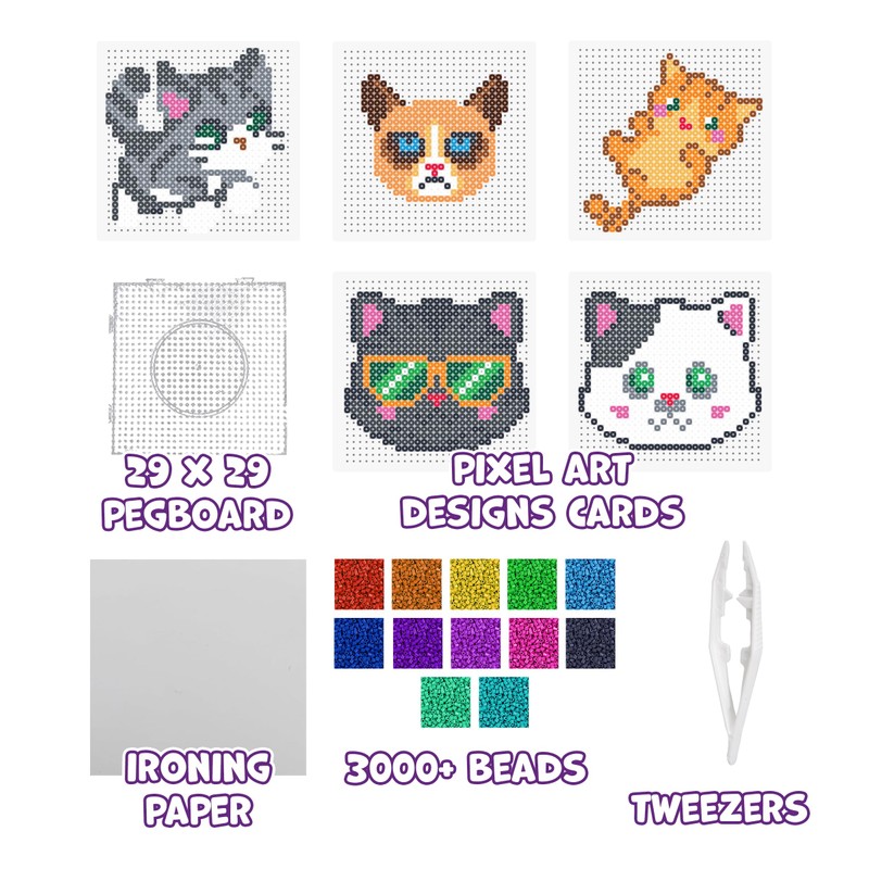 Splat Planet Cat Themed Pixel Art Melty Bead kit Fuse