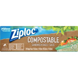 Ziploc Compostable Snack and Sandwich Bags for On-the-Go Freshness, 20 Count
