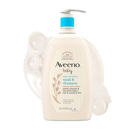 Aveeno Baby Jabón Corporal y Champú de Hidratación Diaria con Extracto de Avena, Hipoalergénico, Sin Lágrimas, Sin Parabenos Añadidos, Fórmula Equilibrada en pH para Cabello y Piel Sensible