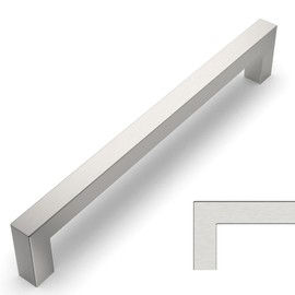 Amerdeco 10 Pack Brushed Satin Nickel Cabinet Pulls 6.25 Inch(160mm) Hole Centers Kitchen Cabinet Handles Cabinet Hardware Cupboard Handles Square Drawer Pulls SH0004