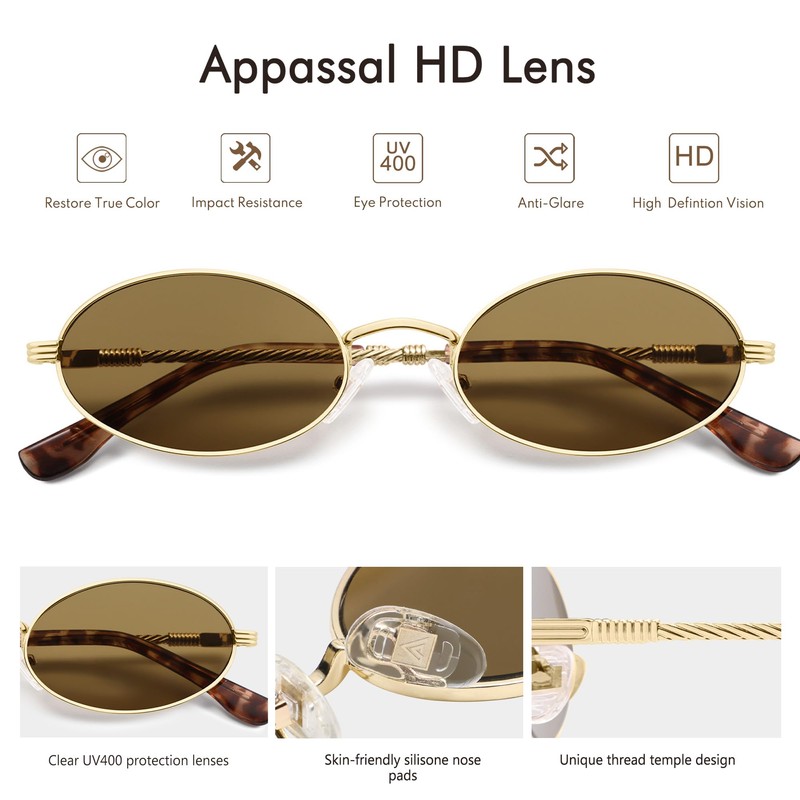 Appassal Retro Oval Cat Eye Sunglasses for Women Y2k Trendy