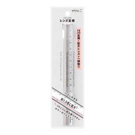 Midori Loupe Lens Ruler, 5.9 inches (15 cm), Transparent 42306006