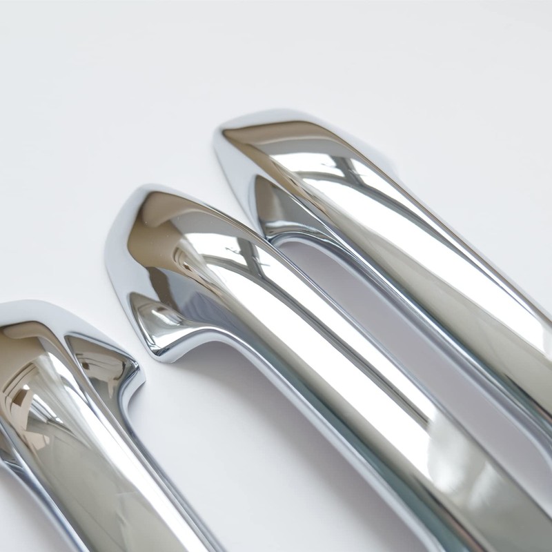 CYAuto Carbon Fiber Chrome Exterior Door Handle Cover Trims for
