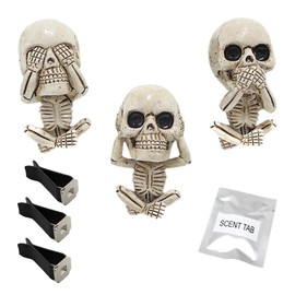 POFET 3 Stück Totenkopf-Auto-Lufterfrischer-Entlüftungsclip, Charm-Gothic-Schädel-Ornament, Autozubehör für Auto-Innenraum, Aromatherapie-Deko