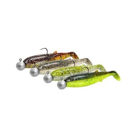 Savage Gear Cannibal Shad Mix - Paddle Tail Shad Bait for Bass, Pike, Walleye, Trout, Catfish - UV Active, Strike Triggering Scent, Freshwater & Saltwater Fishing Kit Dark Water Mix 12.5 cm