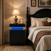 Black Nightstands Set of 2, LED End Table for Bedroom,