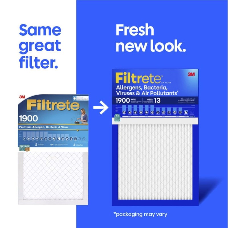 Filtrete 16x25x1 Air Filter, MERV 13 MPR 1900, Allergens, Bacteria,