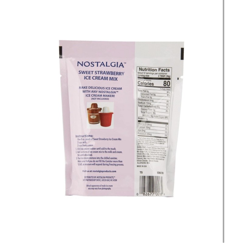 Nostalgia Premium SWEET STRAWBERRY Ice Cream Mix 8 oz Exp
