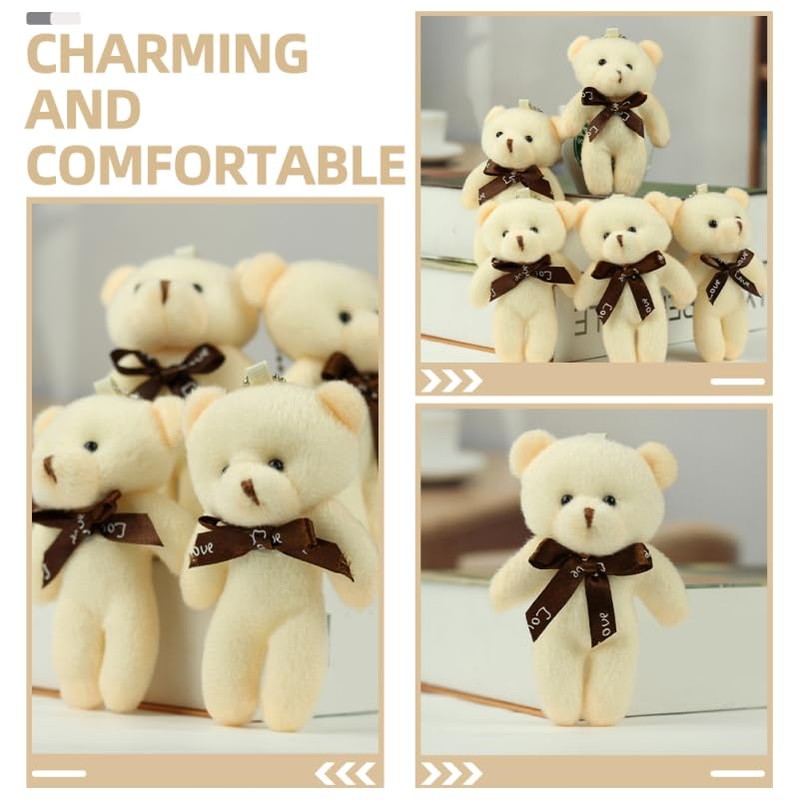 ERINGOGO 10 PCS Cartoon Bear Plush Toy DIY Bear Bowtie