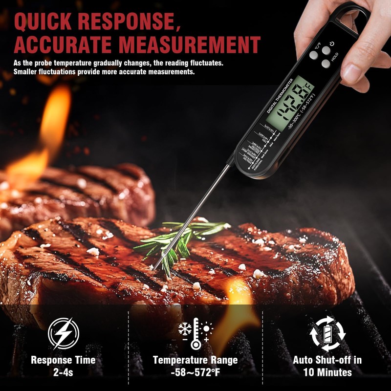 Instant Read Digital Meat Thermometer, -58°F to 572°F Temperature Range,