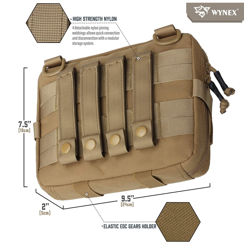 WYNEX Tactical Molle Admin Pouch of Tri-Fold Open Design, Molle