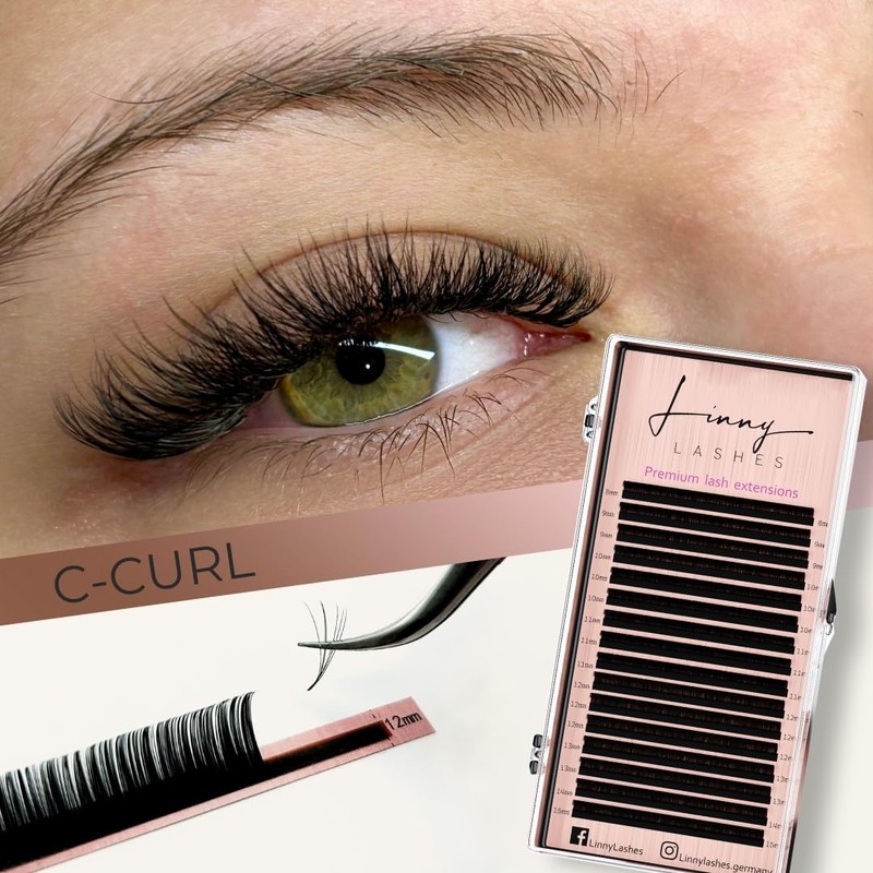 LINNY LASHES Eyelash Extension, 16 Rows, C Curl, Thickness 0.07