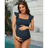 Charmo Swimsuits for Maternity Front Tie Knot Ruffle Maternity Bathing