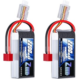 Zeee 2S 2200mAh Shorty Lipo Battery 7.4V 50C RC Battery with T Connector Soft Pack for 1/16 Slash RC Car RC Truck RC Helicopter Airplane Quadcopter Drone RC Boat Racing Models (2 Pack)