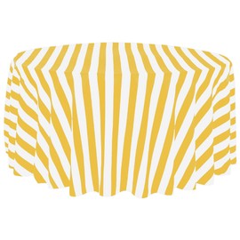 lovemyfabric Poly Cotton 1 Inch Stripes Tablecloth for Wedding/Bridal Shower, Birthdays, Special Events (108" Round, Yellow)