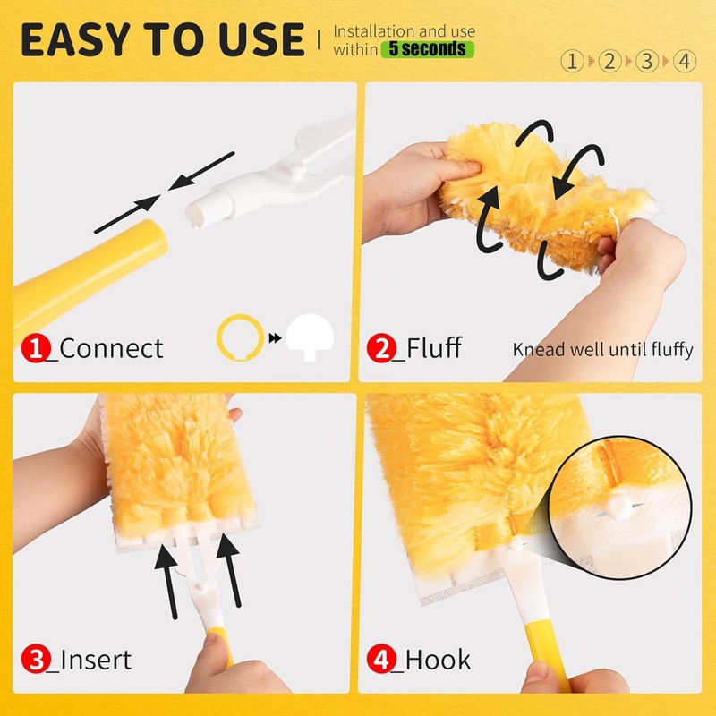 20 Pack Duster Refills Compatible with Flash Dust Magnet, 360°
