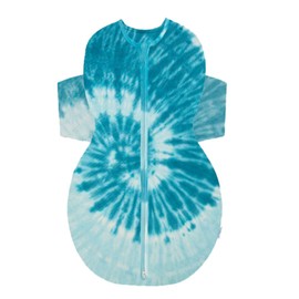 Happiest Baby SNOO Sleep Sack - 100% Organic Cotton Baby Swaddle Blanket - Doctor Designed Promotes Healthy Hip Development (Tie Dye Blue, Small)