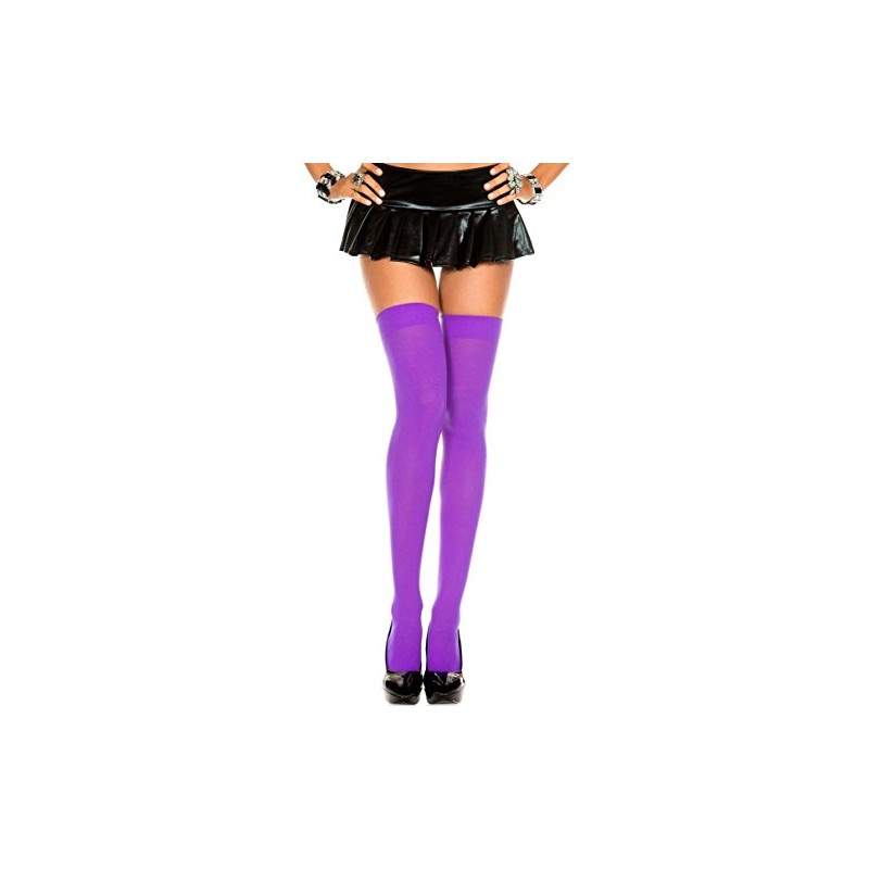 Women One Size, Purple Opaque Thigh High Stockings