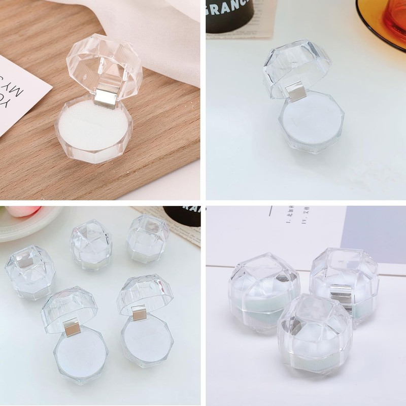 Clear Crystal Ring Gift Box With Foam Insert - 30Pcs