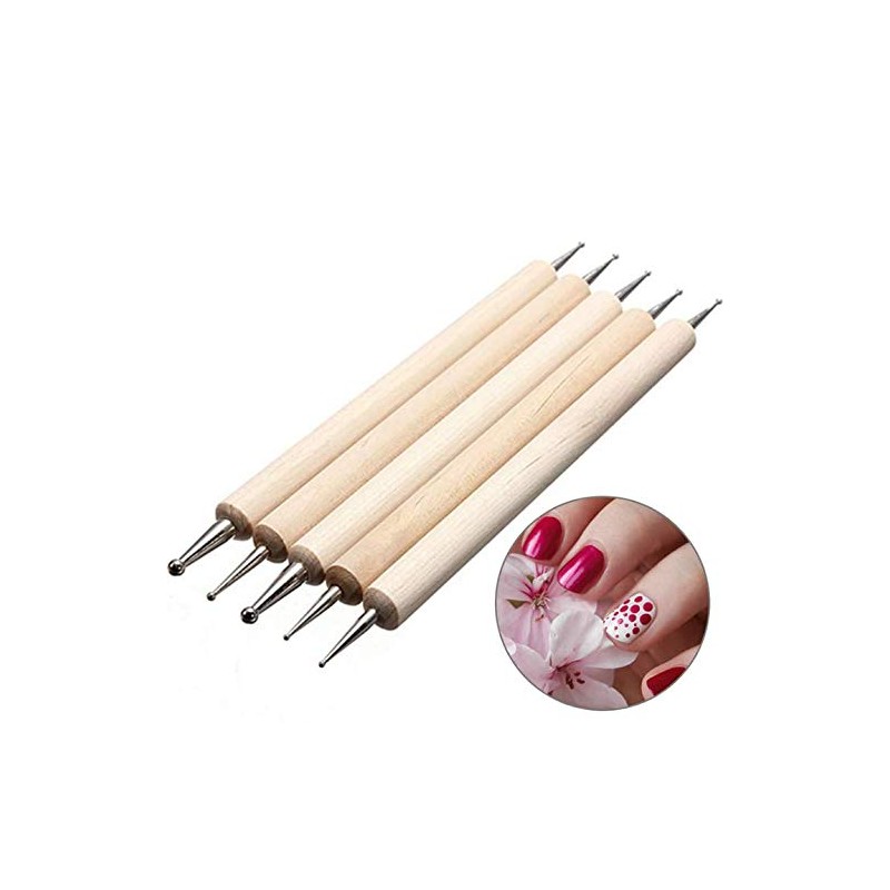 5 Punzones de Madera para Decoración de Uñas en Gel