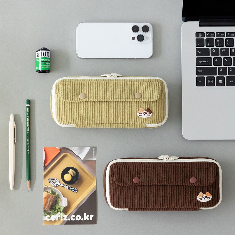 Romane Brunch Brother Mogli Corduroy Pencil Case Pen Pouch Mustard
