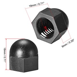 sourcing map M12 Cap Nut, Hex Acorn Dome Head Nuts for Screws Bolts Nylon Black 10 Pcs