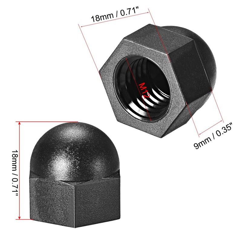 sourcing map M12 Cap Nut, Hex Acorn Dome Head Nuts