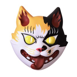 Clear Stone Japanese-Style Mask, Monstrous Cat, Unisex, White