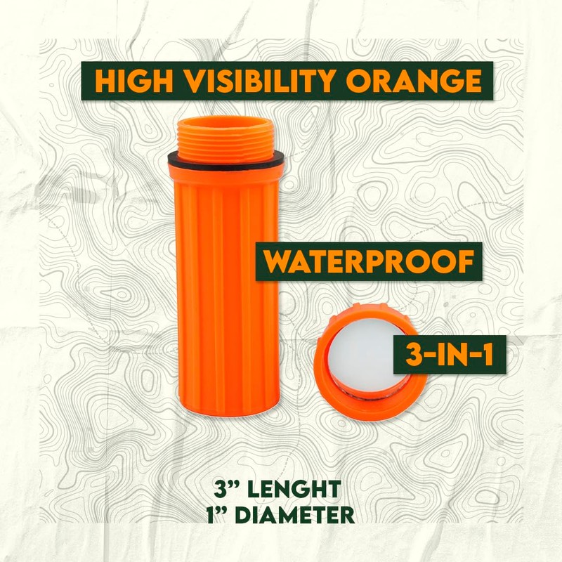 SE 3-IN-1 Orange Waterproof Match Storage Box with Signaling Mirror