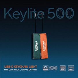 ACEBEAM Keylite 500 High Lumens Keychain Flashlight Rechargeable, Ultra-Compact Flat Pocket EDC Flashlight with Dual LEDs, 6 Modes, Type-C Charging, Small MINI Flash Light for Emergency, Home, Outdoor