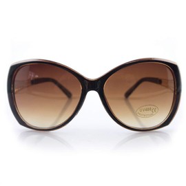 HAND H1034 4038 Brown Large Frame Ladies Fashion Sunglasses - Width at Temples 142 mm - 100% UV400 Protection
