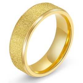 OreilleStar Stainless Steel Rings for Men Women: 7mm Wedding Band Ring Sandblasted Outer Beveled Polished Inner Comfort Fit Mens Promise Engagement Ring Gold Silver Black Size 6-12 (Gold, 11)