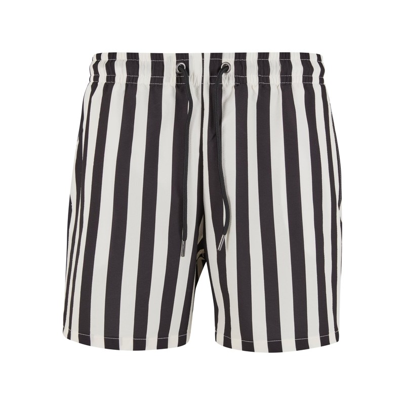 Urban Classics Men's Swim Trunks, Black/off-white, M
