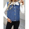 YILANUOYI Denim Vest with Faux Fur Collar for Women (US,