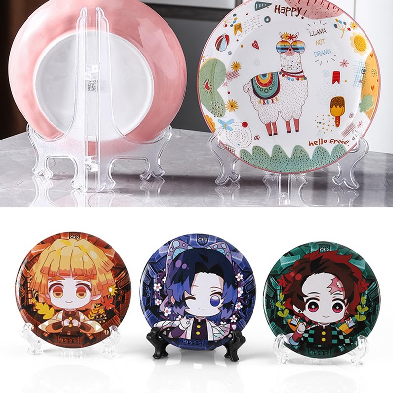 Black/White 10 Piece Plastic Plate Stand, Esprey Stand, Acrylic Coaster,