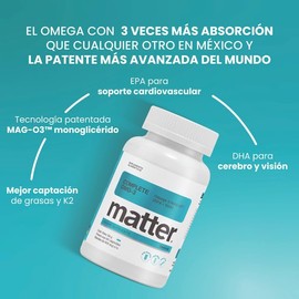 Matter Complete OMG-3, Aceite de Pescado con Omega 3 MAG-O3, Máxima Absorción de EPA y DHA, Apoyo Cardiovascular, Cerebral y Visual, Frasco con 60 Cáp