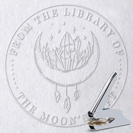  Book Embosser - from The Library of Book Lover Gifts, Library Embosser Perfect for Book Stamp and DIY Crafts (Moon's Gift, Round)