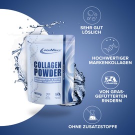 IronMaxx Collagen Powder - 500 g Bag | Pure Collagen Hydrolysate without Additives | Neutral in Taste | 9 g Protein per Serving for Skin, Bones & Joints