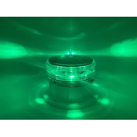 Solar Dock Warning Light 360 Degree - Super Bright Waterproof LED Light for Marine Applications - Constant On or Flashing (GREEN)