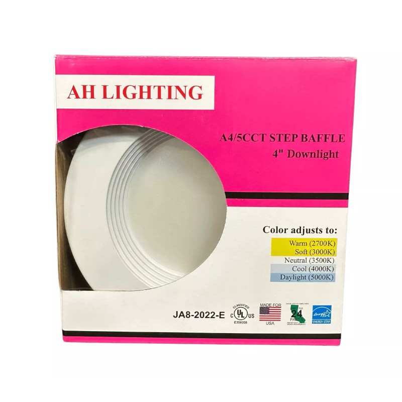 AH LIGHTING 4'' LED Recessed Light Retrofit 5CCT Baffle White